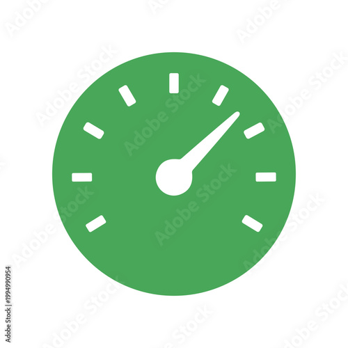 Green Speedometer Needle Moving Fast.