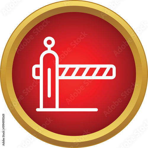 Closed boom barrier stopping passage at a security checkpoint