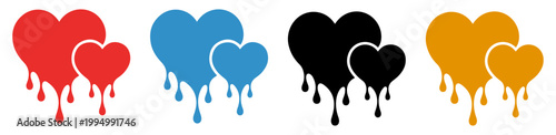 dripping heart icons love emotion design