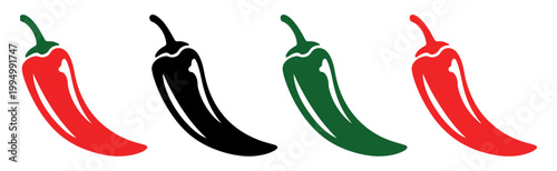 chili pepper icons spicy food vector
