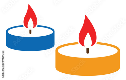 candle icons flame light vector set