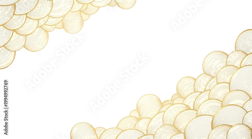 Abstract golden scale pattern background, luxury oriental style waves