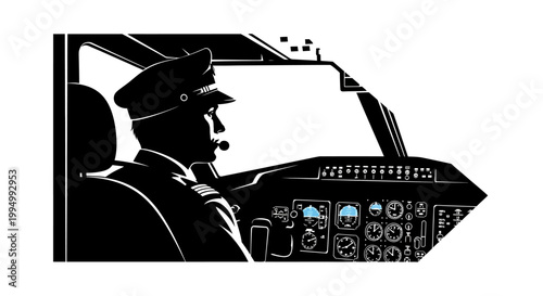 Pilot in cockpit side profile focused on flight instrumentation