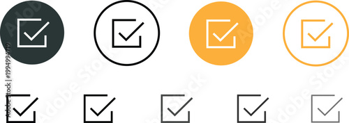 Checkmarks and checkboxes in different colors and styles for design and user interface elements  various icons