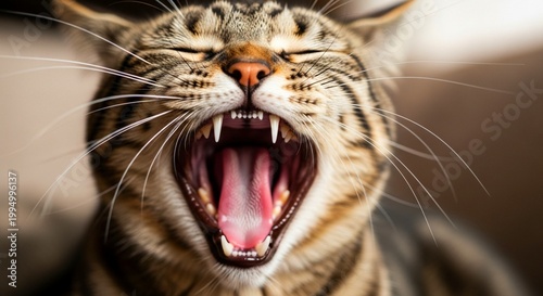 Funny Tabby Cat Yawning Wide