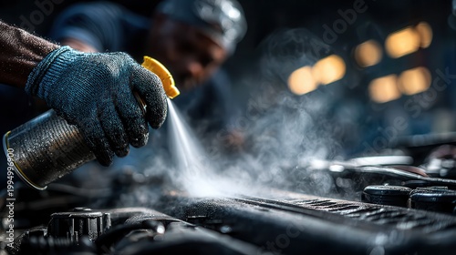 Cleaning vehicle engine parts