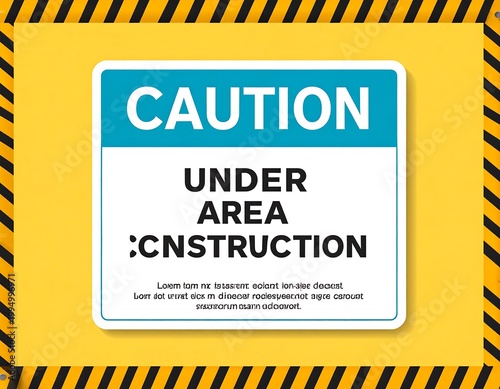Caution Under Construction Warning Sign Board.