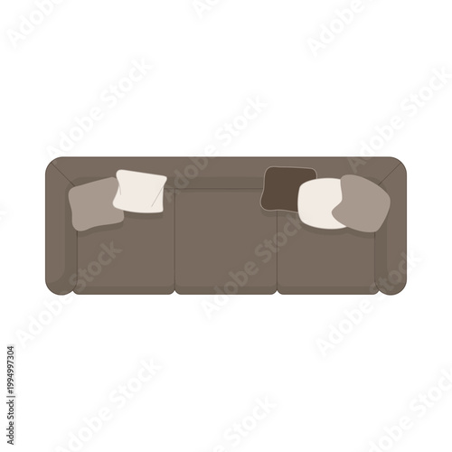 Brown sofa, living room furniture, home decor, vector illustration, couch, sectional sofa