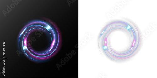 Tableau sur toile Glowing light ring vortex, abstract circular energy swirl, futuristic luminous l