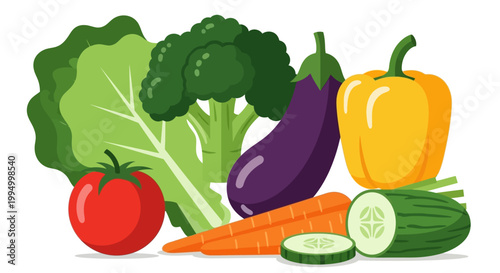 A colorful assortment of fresh vegetables including broccoli tomato and bell pepper