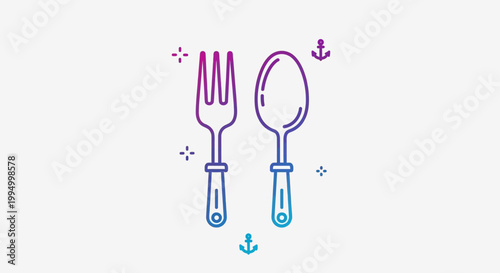 Colorful illustration of fork and spoon.