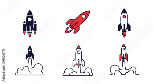 Rocket Takeoff Line art vector creative abstract minimal illustration
