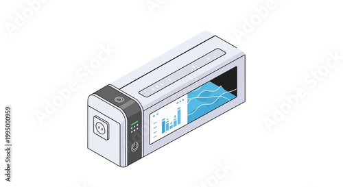 Isometric Portable Power Station with Smart Digital Display and Energy Data Monitoring