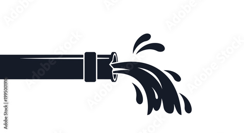 A dark blue illustration of water gushing from a broken pipe