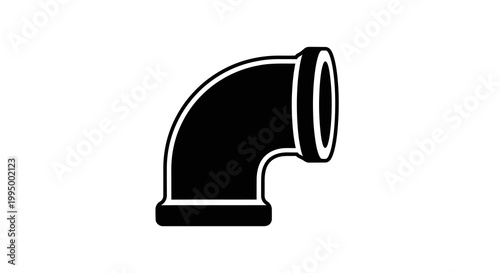 Black and white illustration of a ninety degree pipe elbow connection