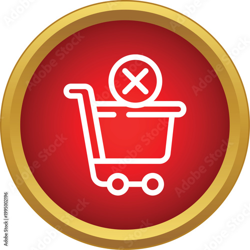 Shopping cart icon with a cross symbol indicating removal or cancellation