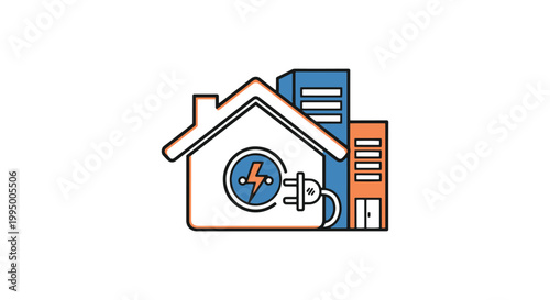 Power Distribution Line art simple colorful shapes vector