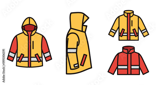 Reflective Rain Jacket Line minimal colorful pattern illustration