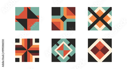 Quilt Grid Line art vector minimal abstract color design