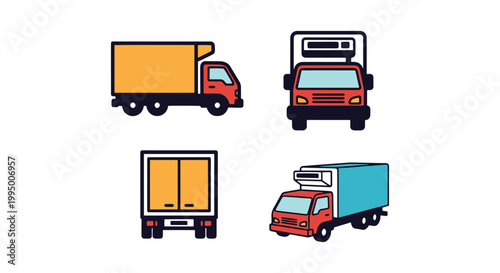Refrigerated Truck Fleet Line clean abstract shape illustration