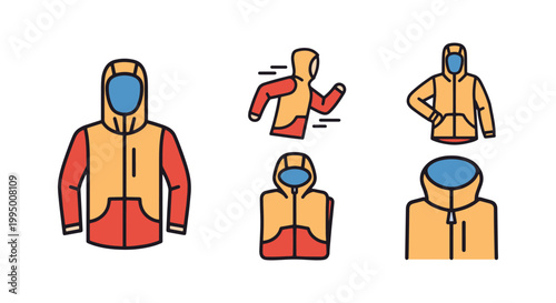 Running Rain Jacket Line art modern minimal abstract vector