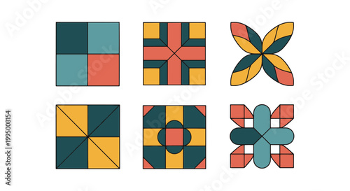 Quilt Square Line art vector clean abstract