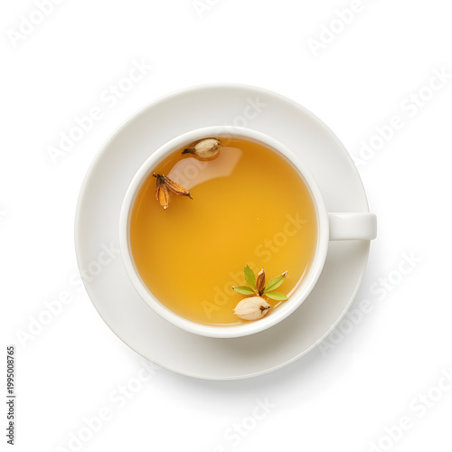 herbal tea cup for bedtime routine and better sleep isolated on white background