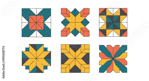 Quilt Template Line art vector minimal abstract illustration