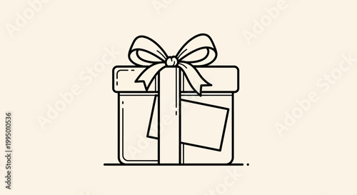 A simple line drawing of a gift box.