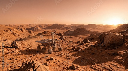 Mars desert landscape aerial view