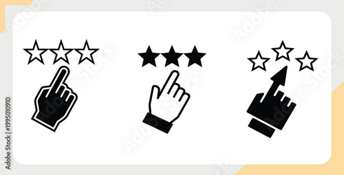 Customer feedback star rating icons with hand clicks feedback customer