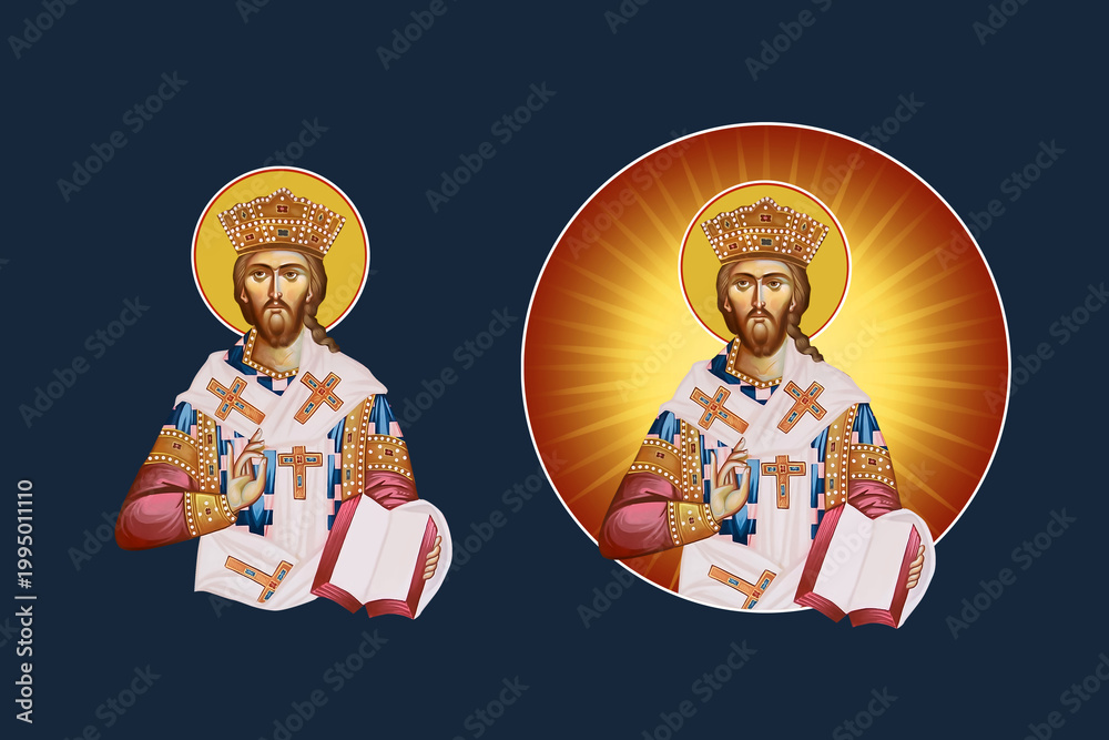 Fototapeta premium Jesus Christ the greatest Bishop. Illustration - fresco set in Byzantine style