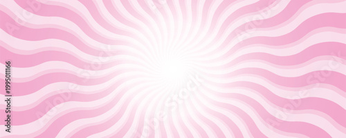 Undulate pink radial stripes background. Trendy retro y2k pattern. Rosy sunburst, explosion or surprise manga style effect. Bubble gum, lollipop candy texture. Vector illustration
