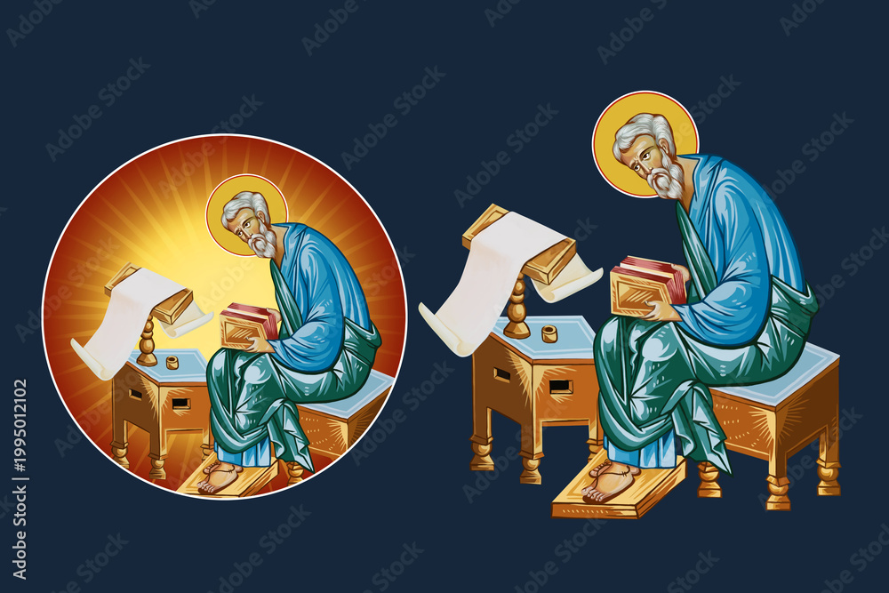 Fototapeta premium Matthew Levi the Apostle. Illustration - fresco set in Byzantine style