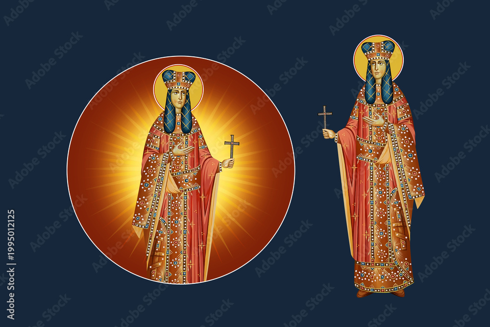 Fototapeta premium Saint Helena (Ana-Neda). Illustration - fresco set in Byzantine style