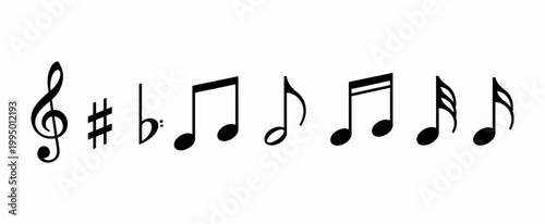 A collection of musical notes and symbols.