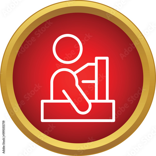 Cashier icon representing retail service and sales assistant at a shop desk