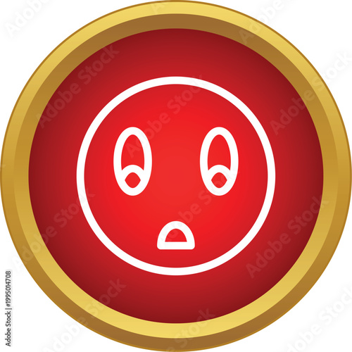 Round red emoji icon communicating surprise, shock, or being stunned
