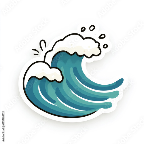 Playful cartoon ocean wave with splashing foam crests
