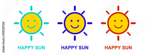 Celebrating international children's day happy sun faces with vibrant colors