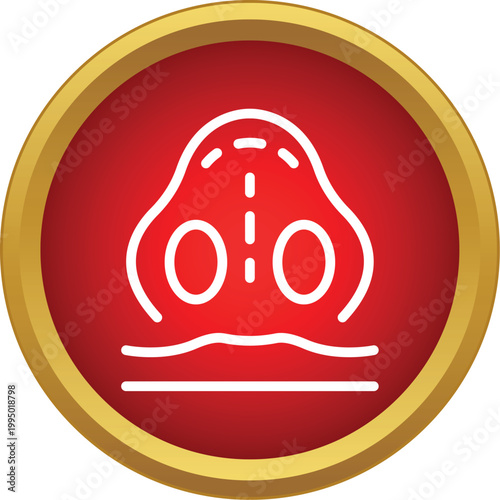 Nose outline icon with dashed lines indicating plastic surgery procedure on a red button