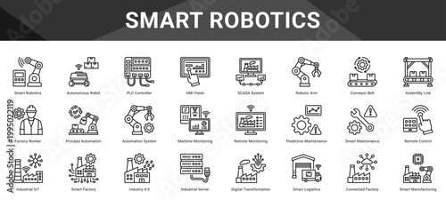 SMART ROBOTICS  Icon set collection. Vector icon pack featuring thematic icons for your presentations or business.