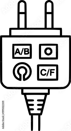 Plug adapter icon, thin line symbols. eps 10 vector vector silhouette illustration isolated on white background 
