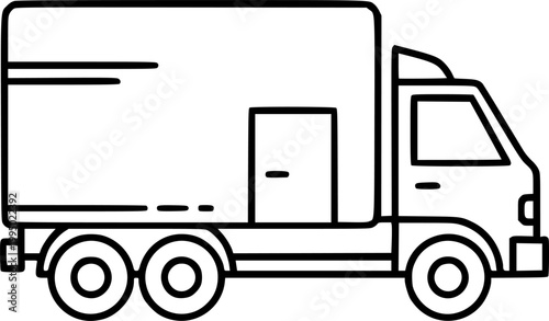 Moving truck icon for web, design. Linear illustrations, editable strokes
