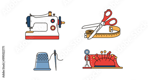 Sewing Studio Line art vector abstract simple design