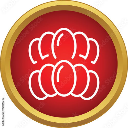 Orthodontic braces outlines inside a red and gold circle