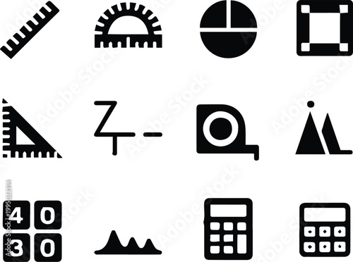 measurement icon pack geometry tools ruler protractor vector