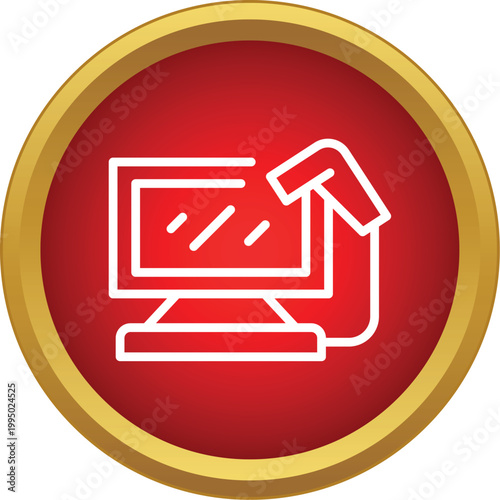 Barcode scanner icon displaying interaction with a computer monitor