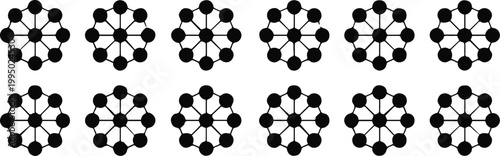 network topology collection twelve symmetric node link illustrations