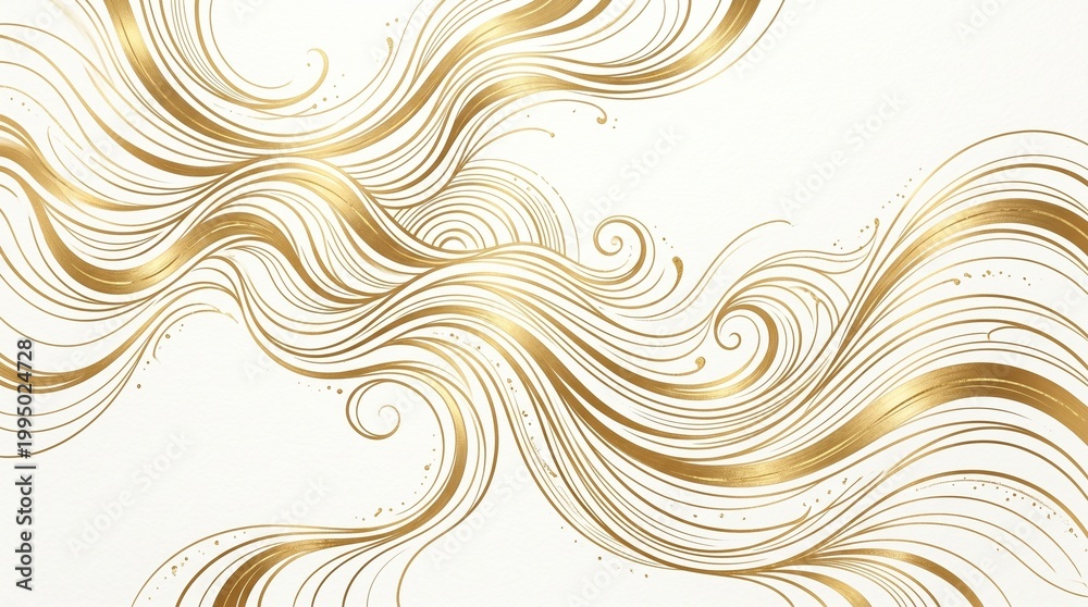 Fototapeta premium Elegant gold swirling waves, abstract luxury background, metallic design element, decorative texture